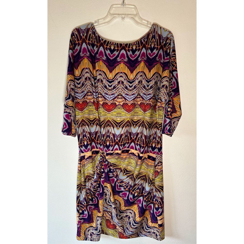 BCBG Maxazria women multicolor heart print 3/4 sleeve pullover dress XL #5-1420